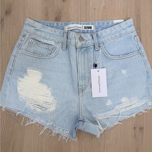 NWT Lovers + Friends Distressed Light Blue Jean Shorts size 26